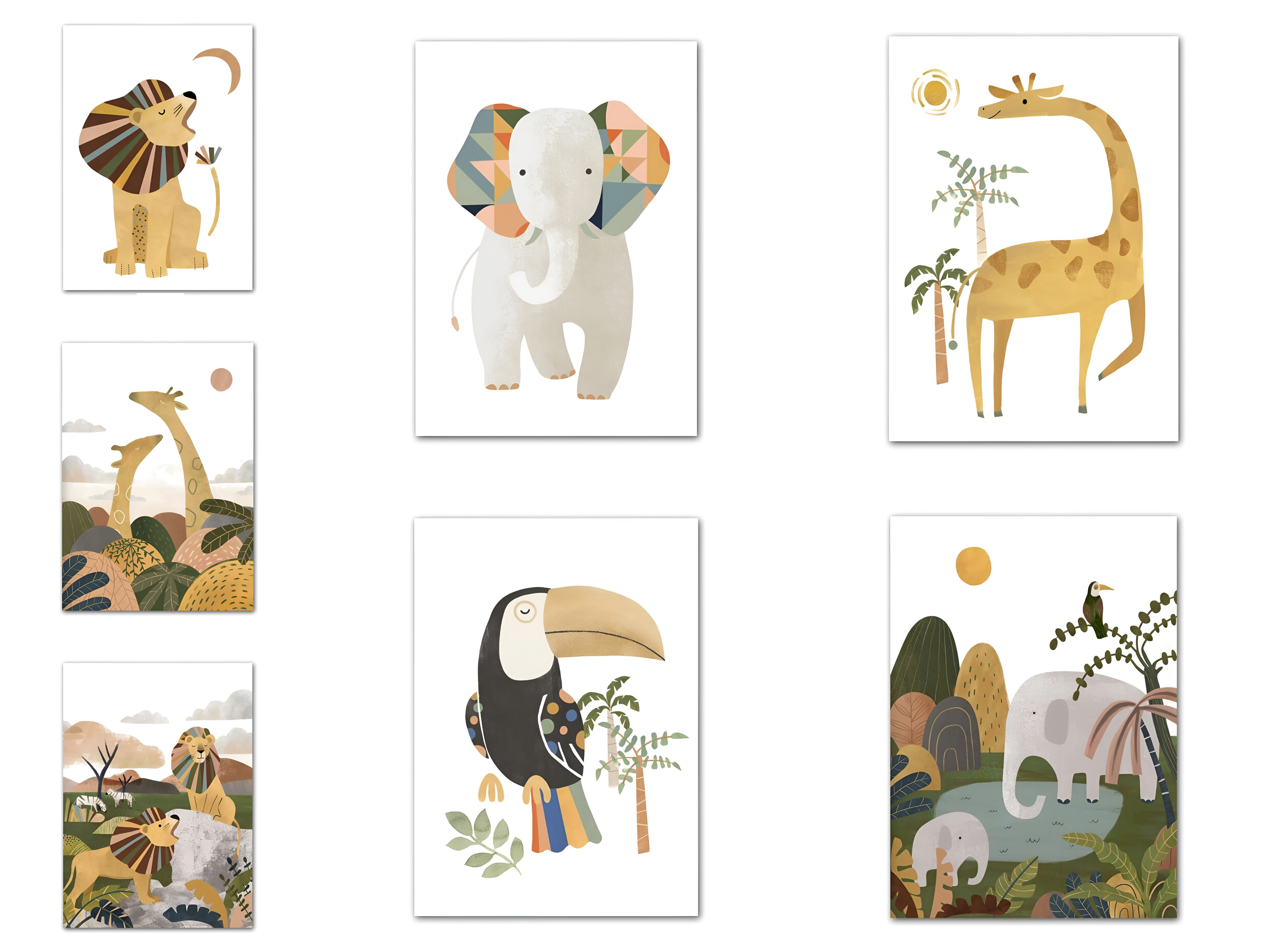 Poster Kinderzimmer Dschungel Tiere · Kinderzimmer Bilder · Wand Deko · Kunst Druck · Deko Print · ohne Rahmen