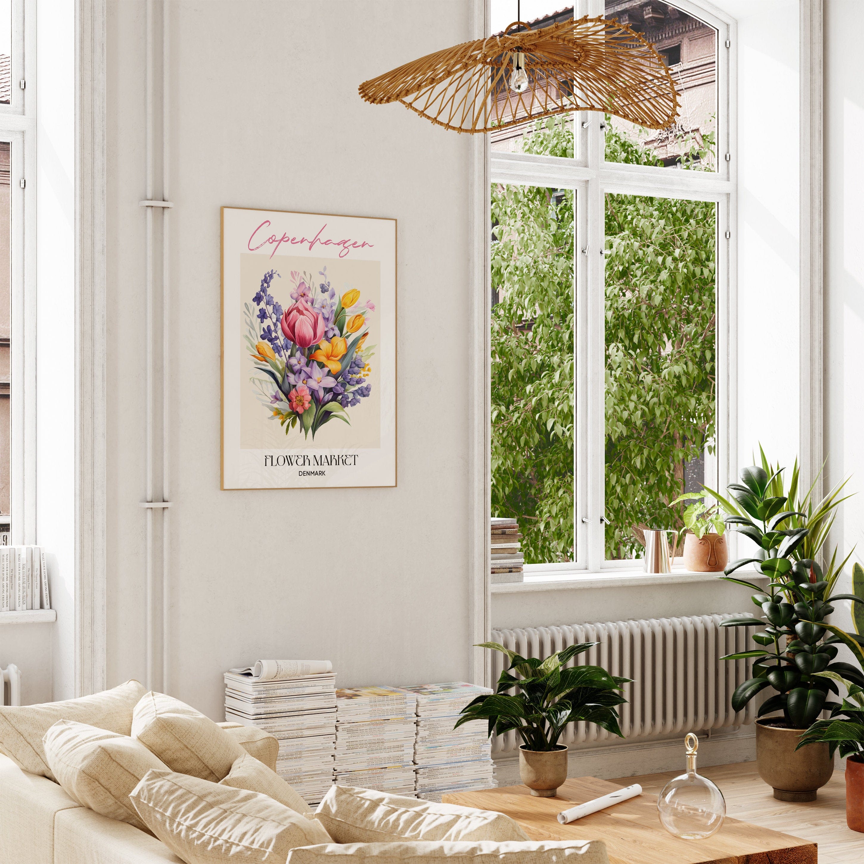 Copenhagen Flower Market Denmark Design Poster · Geschenkidee · Wanddeko Wohnzimmer Küche · Skandinavisches Design · Deko Print ohne Rahmen