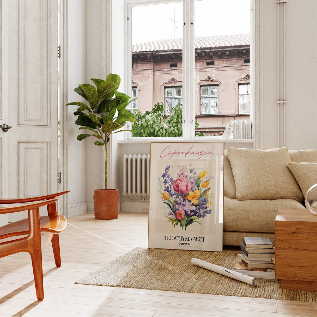 Copenhagen Flower Market Denmark Design Poster · Geschenkidee · Wanddeko Wohnzimmer Küche · Skandinavisches Design · Deko Print ohne Rahmen