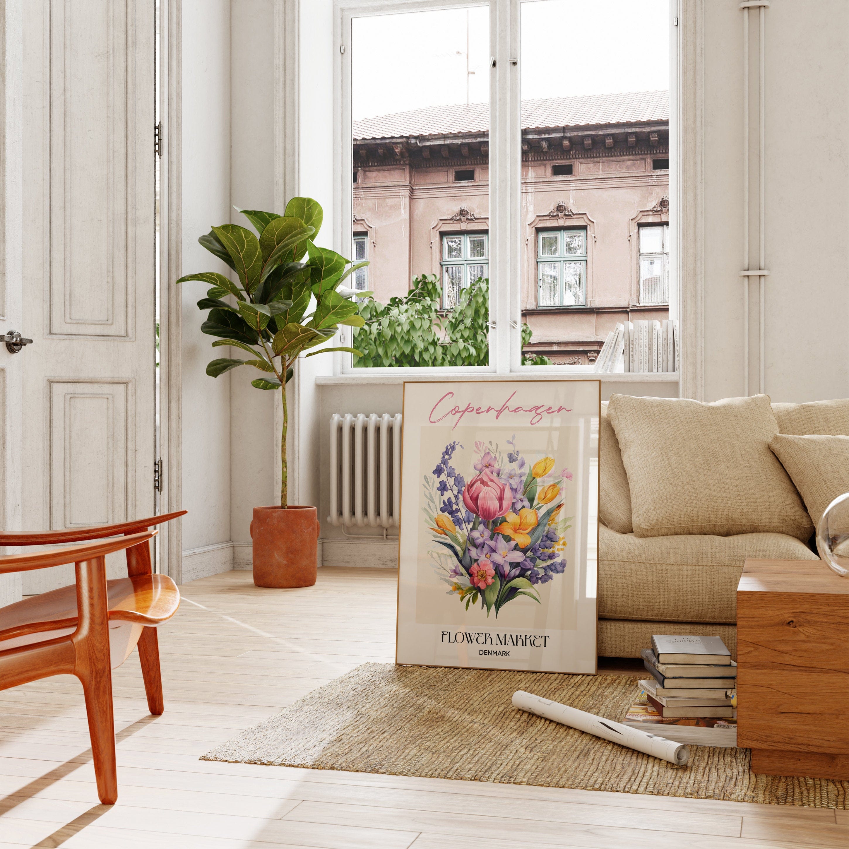 Copenhagen Flower Market Denmark Design Poster · Geschenkidee · Wanddeko Wohnzimmer Küche · Skandinavisches Design · Deko Print ohne Rahmen