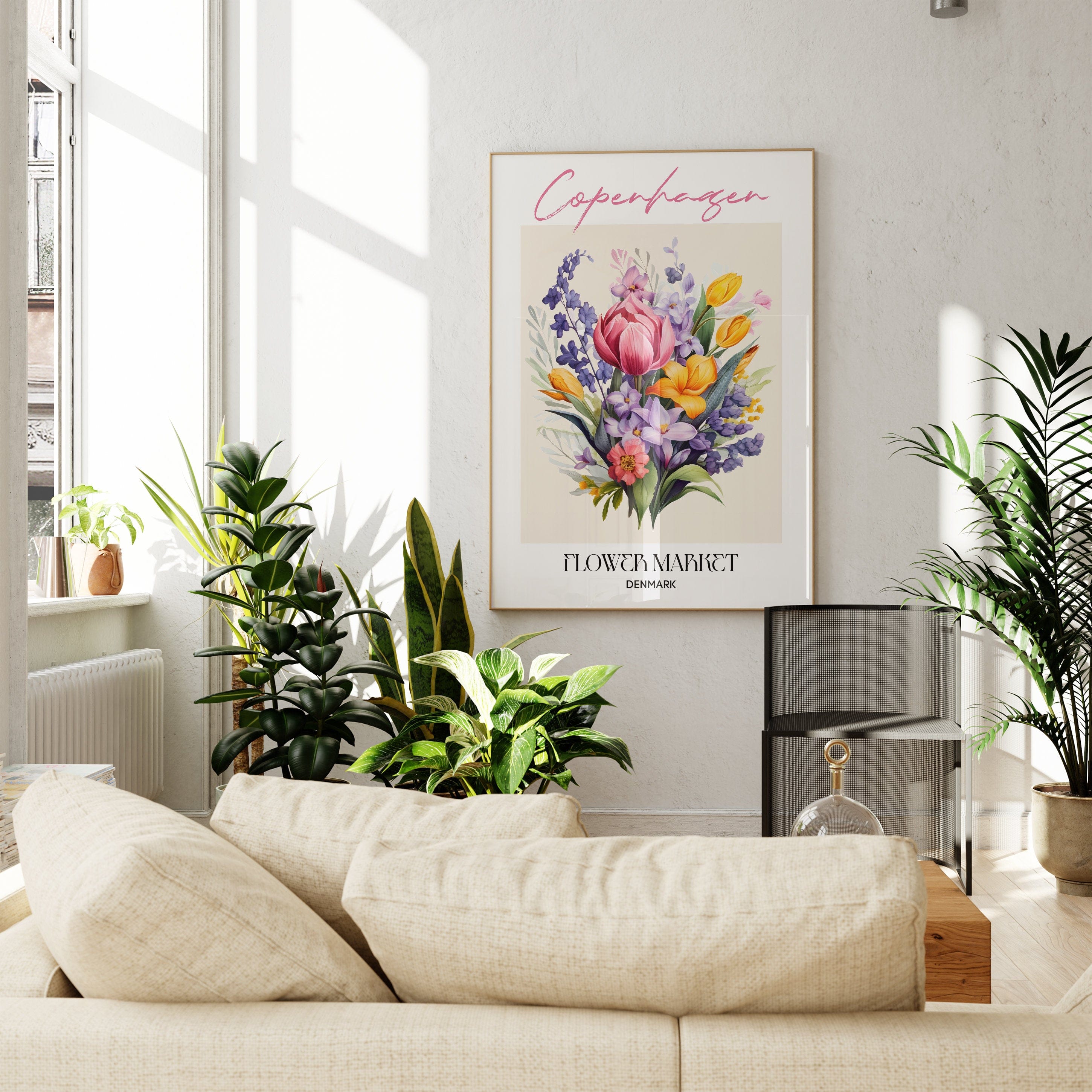 Copenhagen Flower Market Denmark Design Poster · Geschenkidee · Wanddeko Wohnzimmer Küche · Skandinavisches Design · Deko Print ohne Rahmen