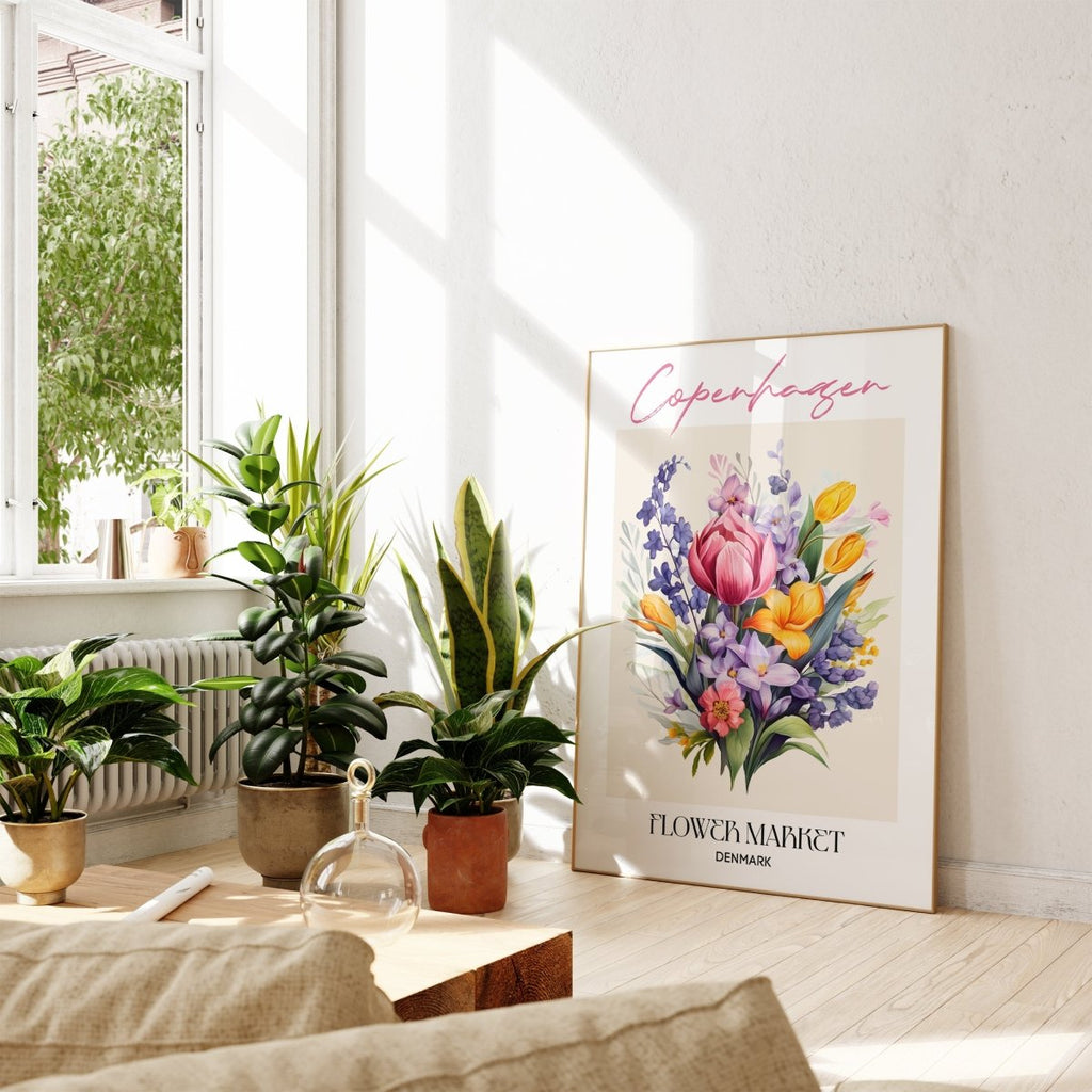 Copenhagen Flower Market Denmark Design Poster · Geschenkidee · Wanddeko Wohnzimmer Küche · Skandinavisches Design · Deko Print ohne Rahmen