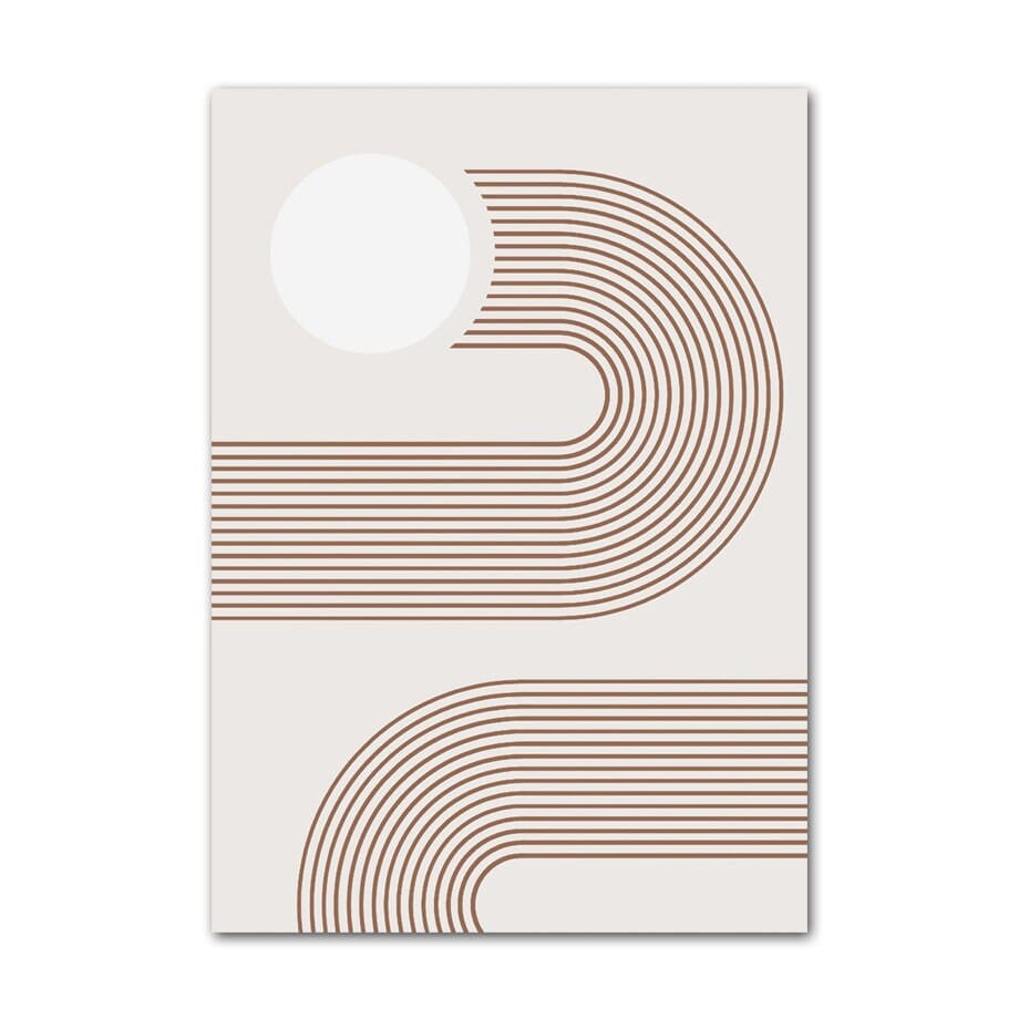 Poster Boho Abtrakt Bogen Linien Beige Braun  | Bilder Wohnzimmer | Wandbilder Schlafzimmer | Deko Print ohne Rahmen | Bilder  Kunstdruck