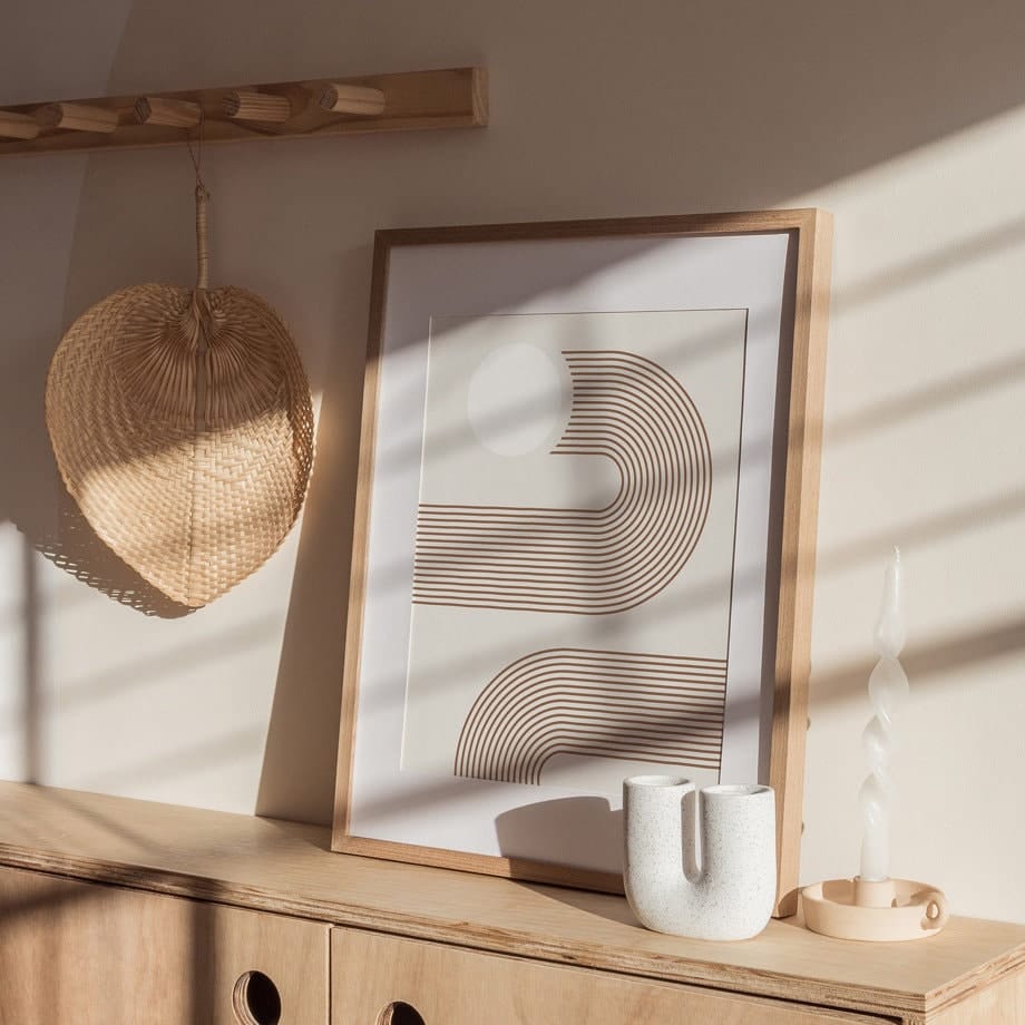 Poster Boho Abtrakt Bogen Linien Beige Braun  | Bilder Wohnzimmer | Wandbilder Schlafzimmer | Deko Print ohne Rahmen | Bilder  Kunstdruck