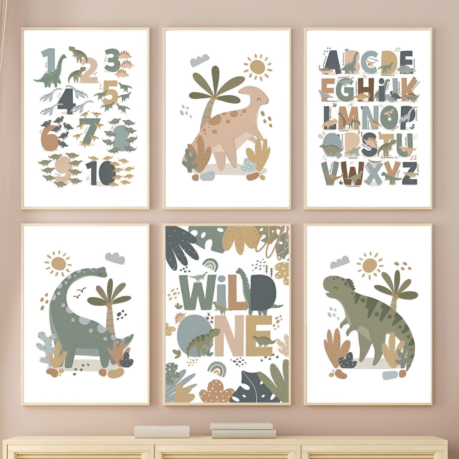 Poster Kinderzimmer Dinosaurier Alphabet ·  Kinderzimmer Bilder · Wand Deko · Kunst Druck · Deko Print · ohne Rahmen