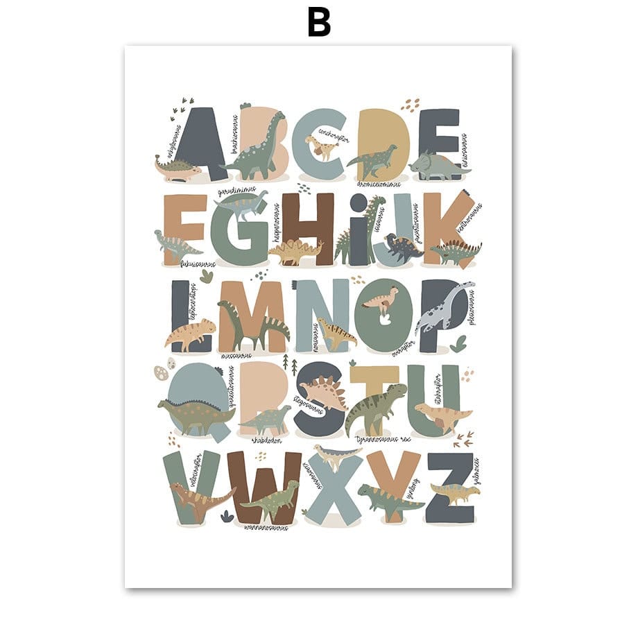 Poster Kinderzimmer Dinosaurier Alphabet ·  Kinderzimmer Bilder · Wand Deko · Kunst Druck · Deko Print · ohne Rahmen