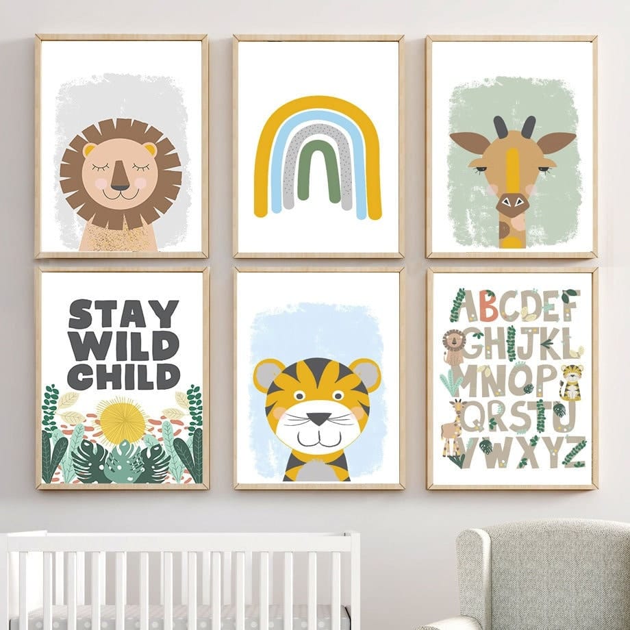 Poster Kinderzimmer Dschungel Tiere Alphabet · Kinderzimmer Bilder · Wand Deko · Kunst Druck · Deko Print · ohne Rahmen