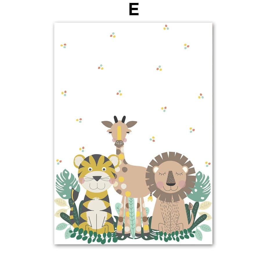 Poster Kinderzimmer Dschungel Tiere Alphabet · Kinderzimmer Bilder · Wand Deko · Kunst Druck · Deko Print · ohne Rahmen