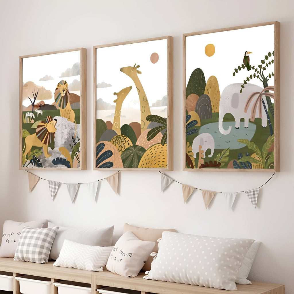 Poster Kinderzimmer Dschungel Tiere · Kinderzimmer Bilder · Wand Deko · Kunst Druck · Deko Print · ohne Rahmen