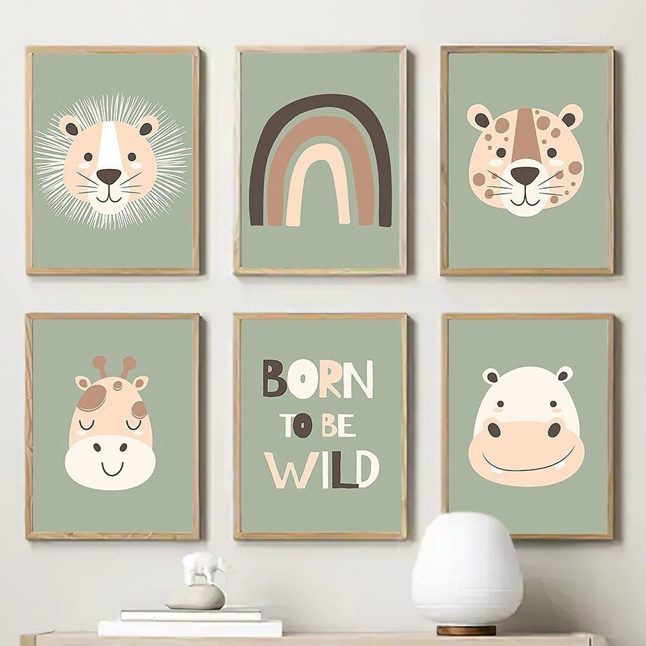 Poster Kinderzimmer Dschungel Tiere · Kinderzimmer Bilder · Wand Deko · Kunst Druck · Deko Print · ohne Rahmen