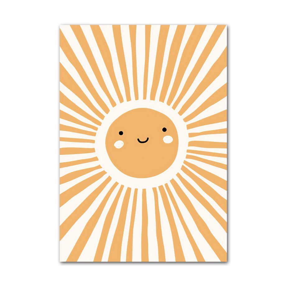 Poster Kinderzimmer Sonne Regenbogen Herzen  · Kinderzimmer Bilder · Wand Deko · Kunst Druck · Deko Print · ohne Rahmen