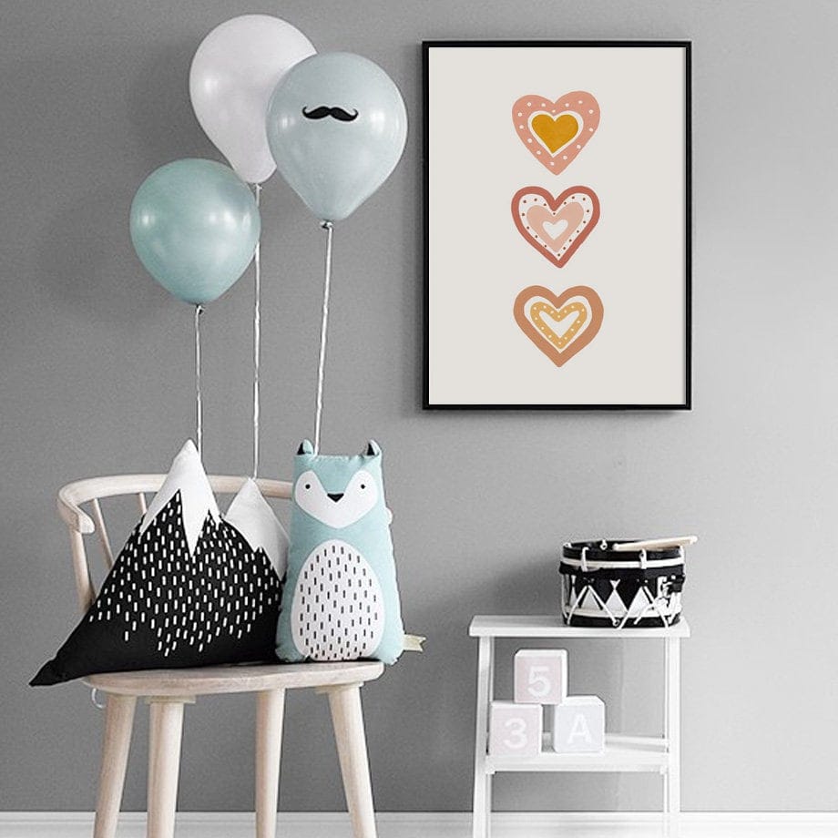 Poster Kinderzimmer Sonne Regenbogen Herzen  · Kinderzimmer Bilder · Wand Deko · Kunst Druck · Deko Print · ohne Rahmen