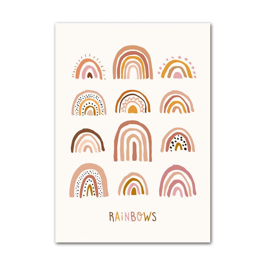 Poster Kinderzimmer Sonne Regenbogen Herzen  · Kinderzimmer Bilder · Wand Deko · Kunst Druck · Deko Print · ohne Rahmen