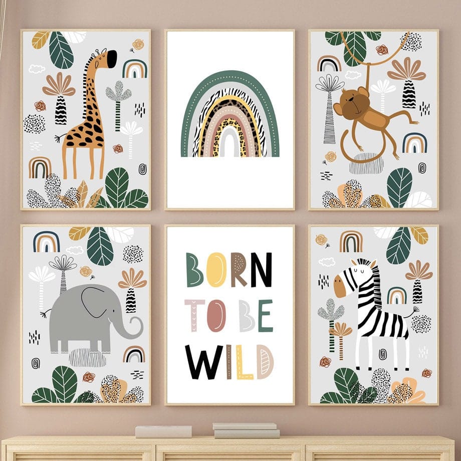 Poster Kinderzimmer Tiere Dschungel Wald · Name Personalisiert · Kinderzimmer Bilder · Wand Deko · Kunst Druck · Deko Print · ohne Rahmen