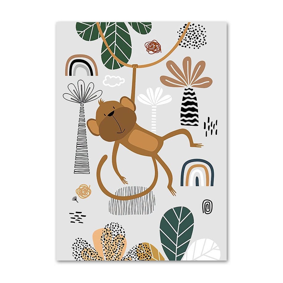 Poster Kinderzimmer Tiere Dschungel Wald · Name Personalisiert · Kinderzimmer Bilder · Wand Deko · Kunst Druck · Deko Print · ohne Rahmen