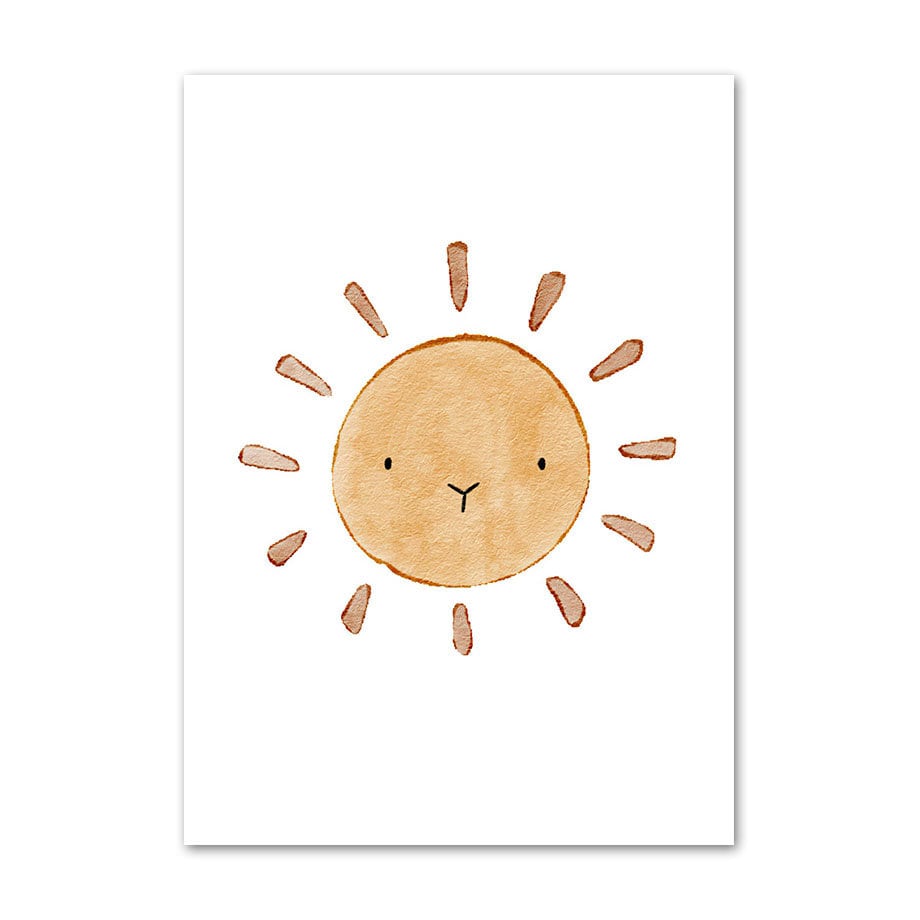 Poster Kinderzimmer Tiere Sonne Regenbogen · Kinderzimmer Bilder · Wand Deko · Kunst Druck · Deko Print · ohne Rahmen