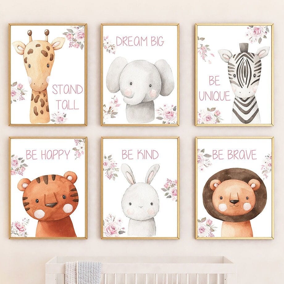 Poster Kinderzimmer Wald süße Tiere · Kinderzimmer Bilder · Wand Deko · Kunst Druck · Deko Print · ohne Rahmen