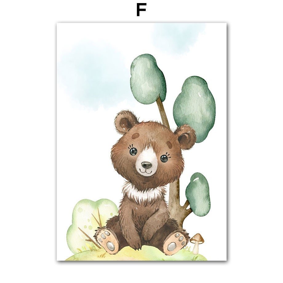 Poster Kinderzimmer Waldtiere Bäume · Kinderzimmer Bilder · Wand Deko · Kunst Druck · Deko Print · ohne Rahmen