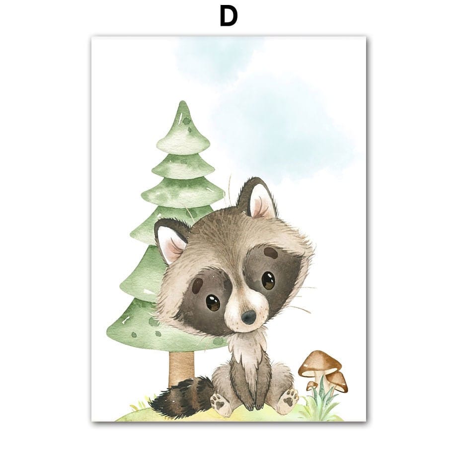 Poster Kinderzimmer Waldtiere Bäume · Kinderzimmer Bilder · Wand Deko · Kunst Druck · Deko Print · ohne Rahmen