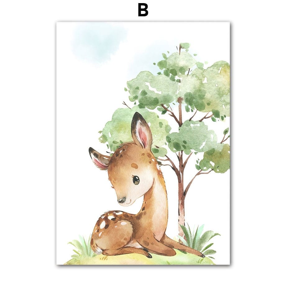 Poster Kinderzimmer Waldtiere Bäume · Kinderzimmer Bilder · Wand Deko · Kunst Druck · Deko Print · ohne Rahmen