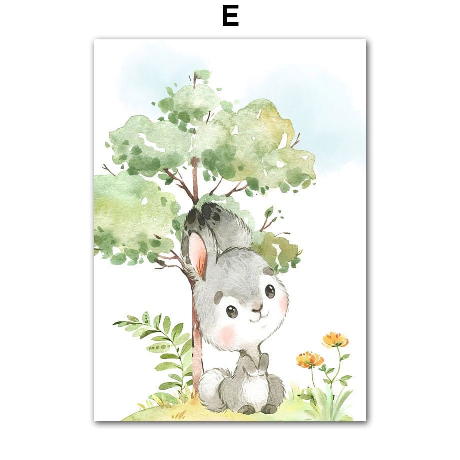 Poster Kinderzimmer Waldtiere Bäume · Kinderzimmer Bilder · Wand Deko · Kunst Druck · Deko Print · ohne Rahmen