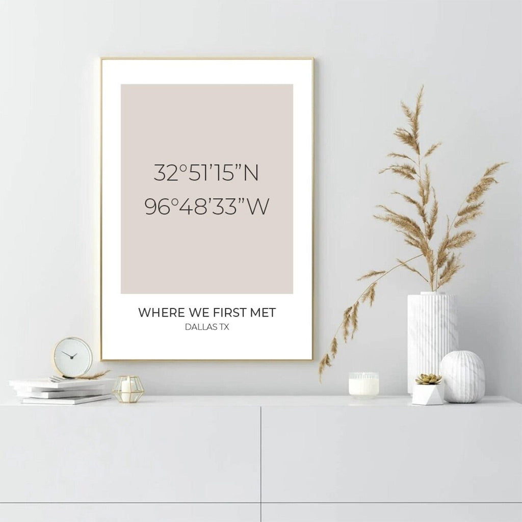 Poster Koordinaten Personalisiert mit besonderem Wunschort und Wunschfarbe als Deko Print ohne Rahmen