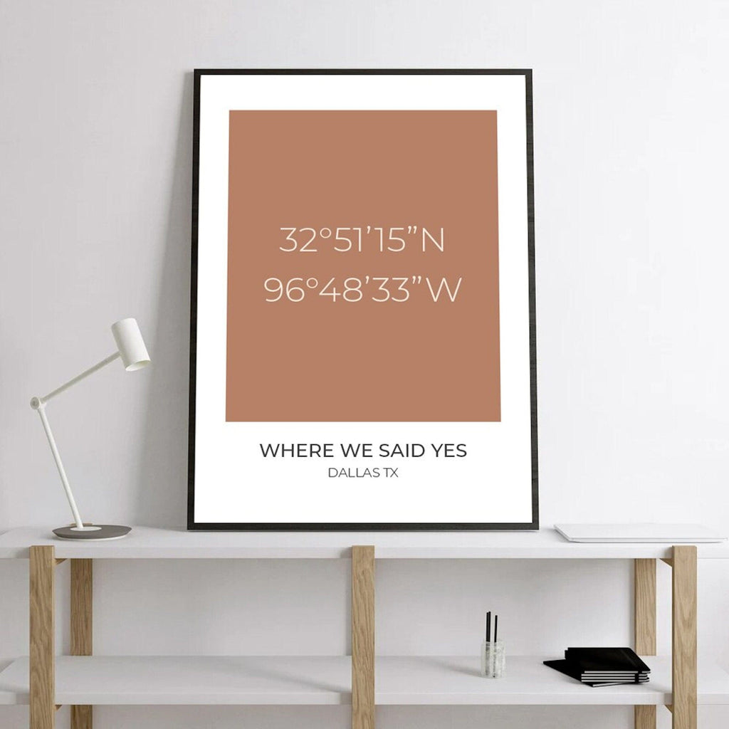 Poster Koordinaten Personalisiert mit besonderem Wunschort und Wunschfarbe als Deko Print ohne Rahmen