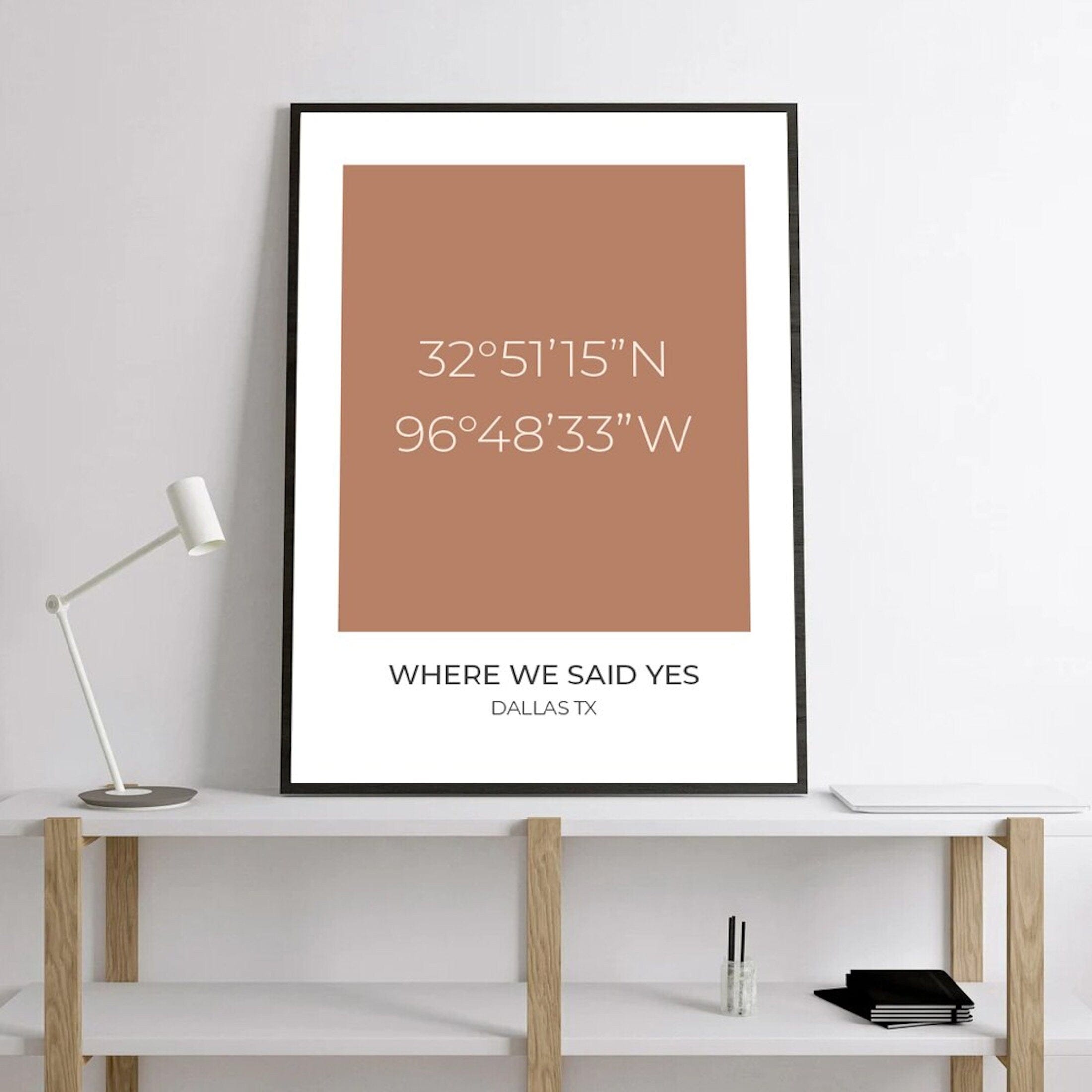 Poster Koordinaten Personalisiert mit besonderem Wunschort und Wunschfarbe als Deko Print ohne Rahmen