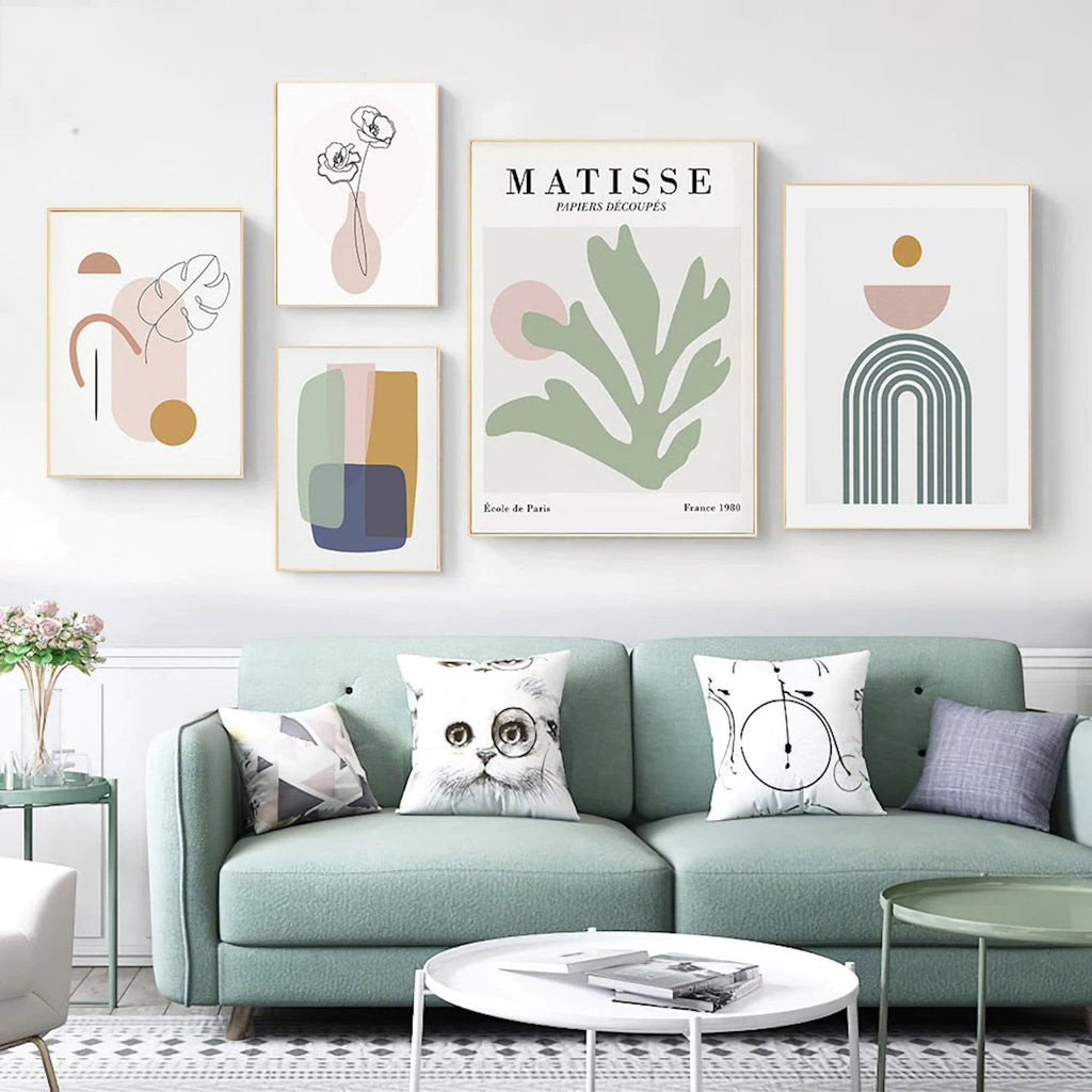 Poster Matisse Blätter Blumen Abstrakt | Bilder Wohnzimmer | Wandbilder Schlafzimmer | Deko Print ohne Rahmen | Bilder  Matisse Grün