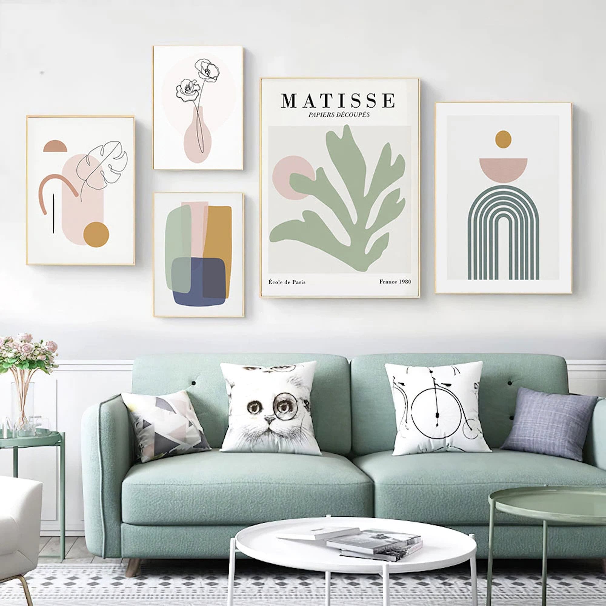 Poster Matisse Blätter Blumen Abstrakt | Bilder Wohnzimmer | Wandbilder Schlafzimmer | Deko Print ohne Rahmen | Bilder  Matisse Grün