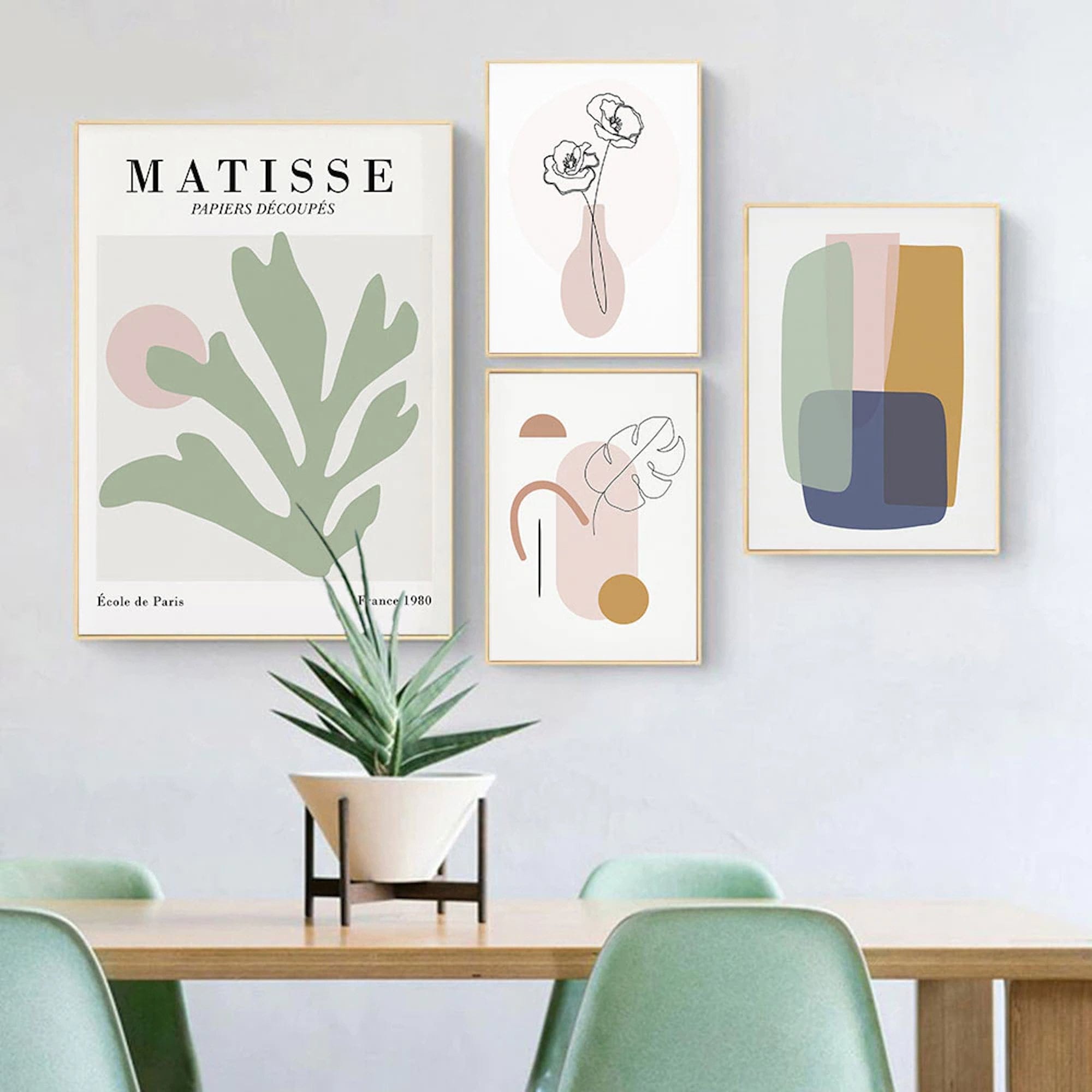 Poster Matisse Blätter Blumen Abstrakt | Bilder Wohnzimmer | Wandbilder Schlafzimmer | Deko Print ohne Rahmen | Bilder  Matisse Grün